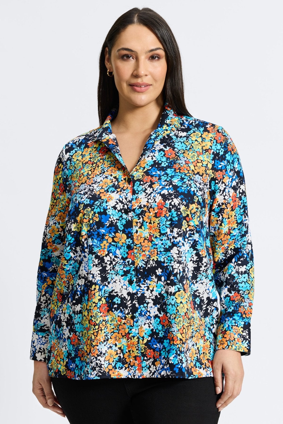 Katie Plus Floral Clusters Long Sleeve Shirt