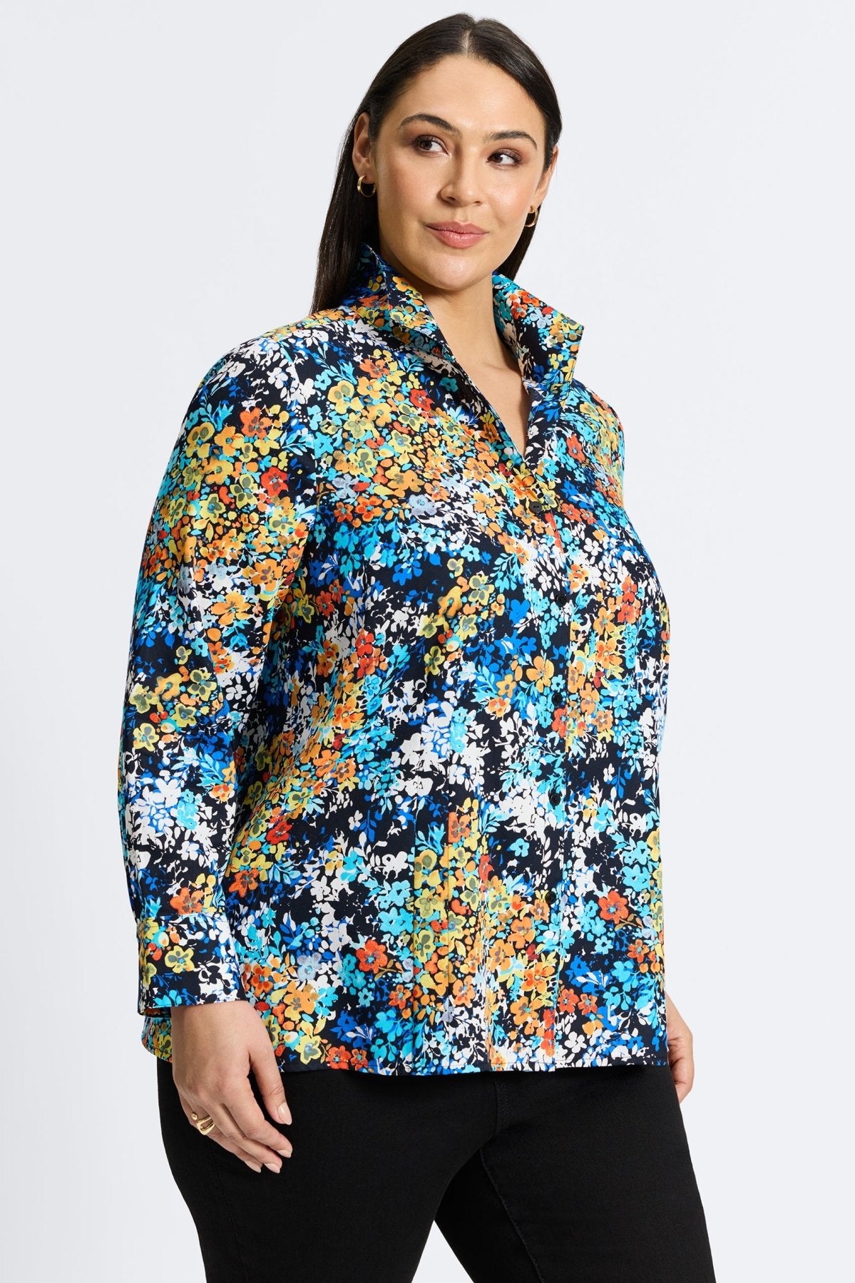 Katie Plus Floral Clusters Long Sleeve Shirt