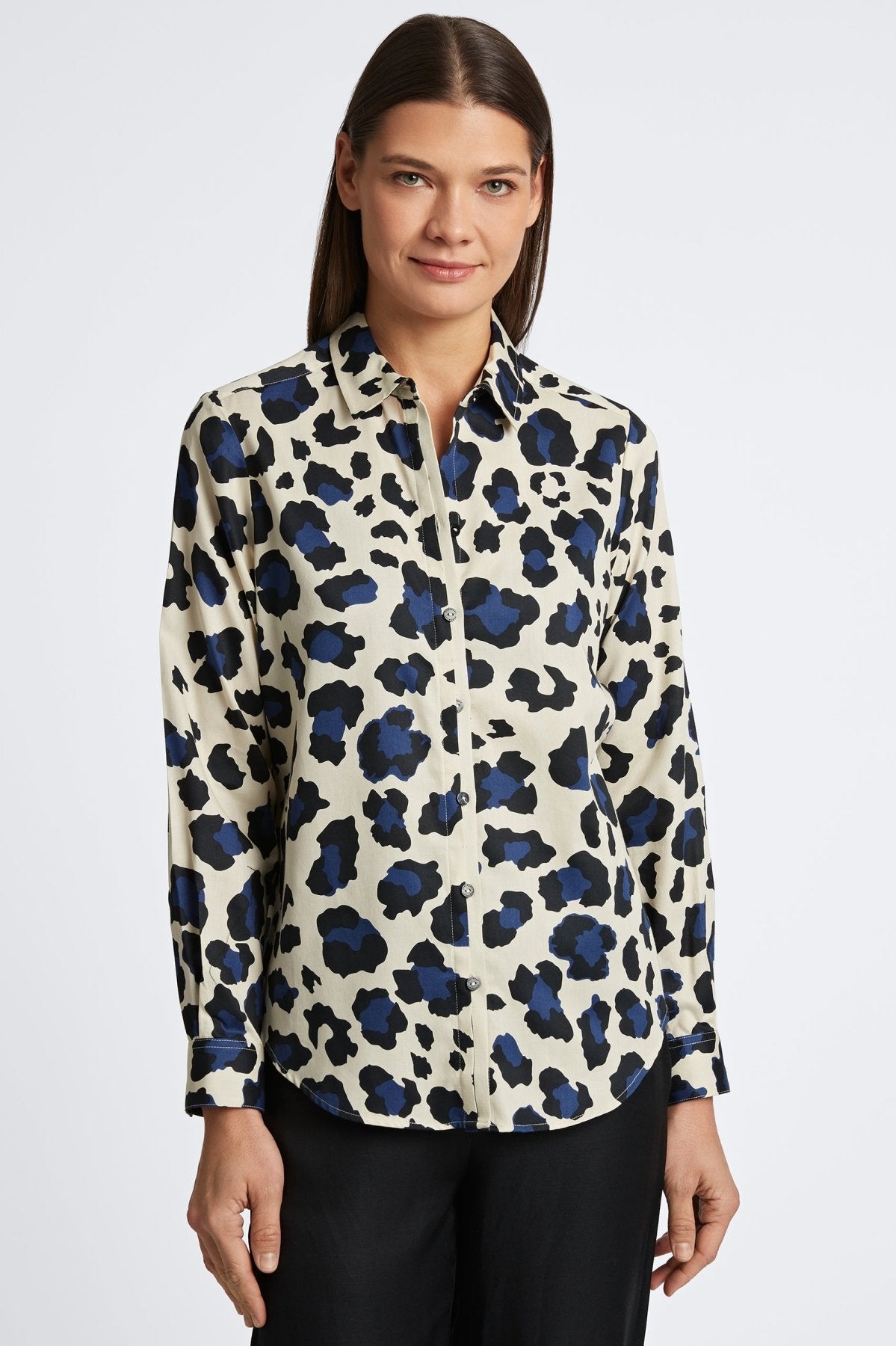 Charlie Large Cheetah With Border Long Sleeve Shirt