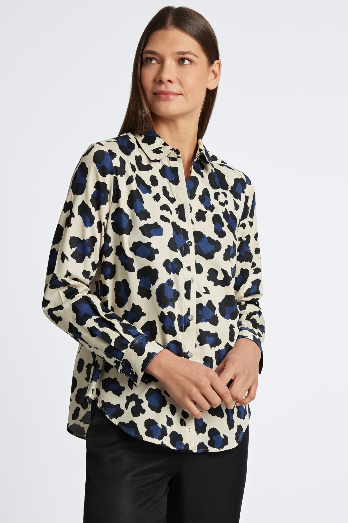 Charlie Large Cheetah With Border Long Sleeve Shirt