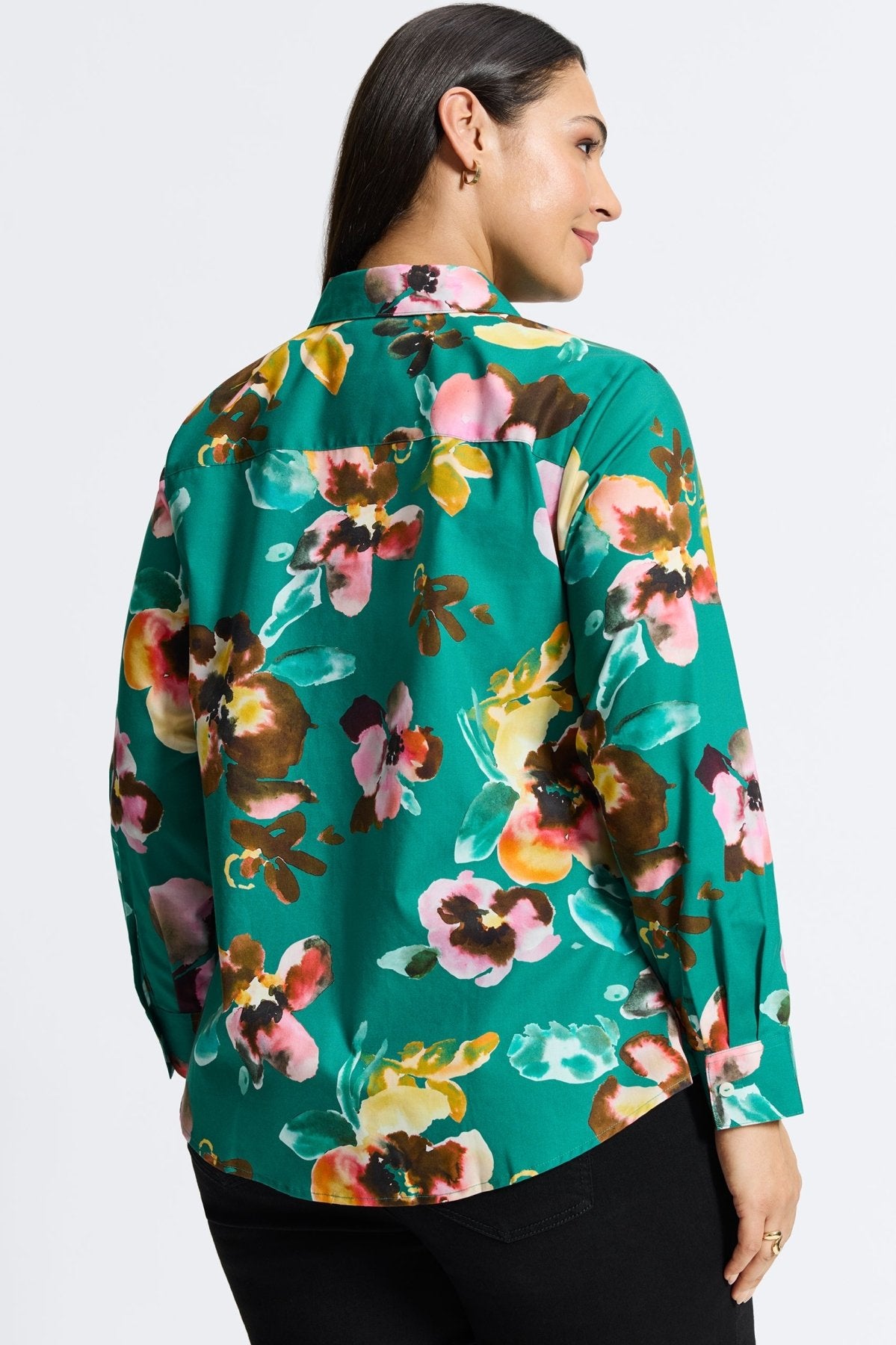 Zoey Plus Watercolor Floral Long Sleeve Shirt