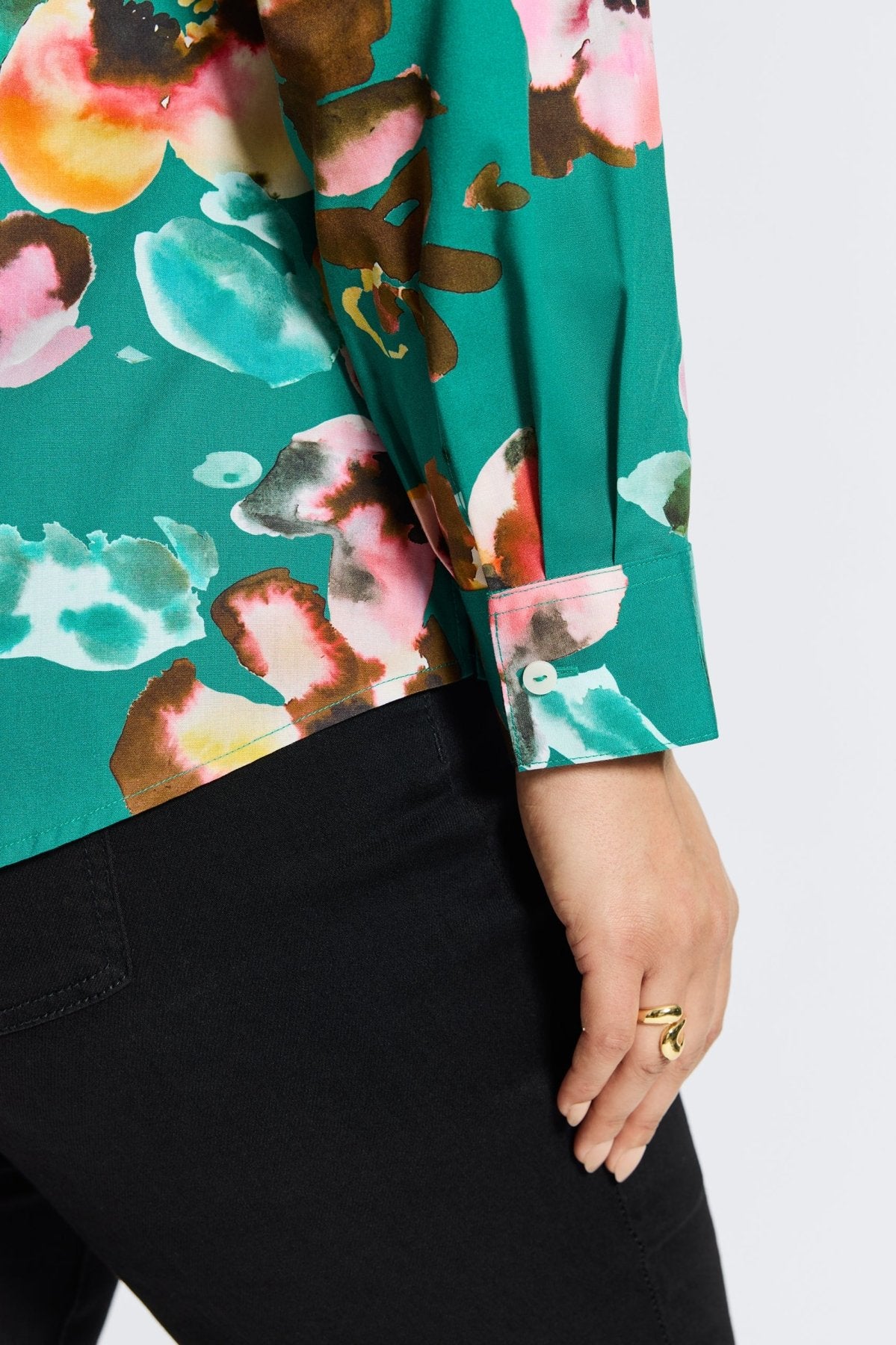 Zoey Plus Watercolor Floral Long Sleeve Shirt