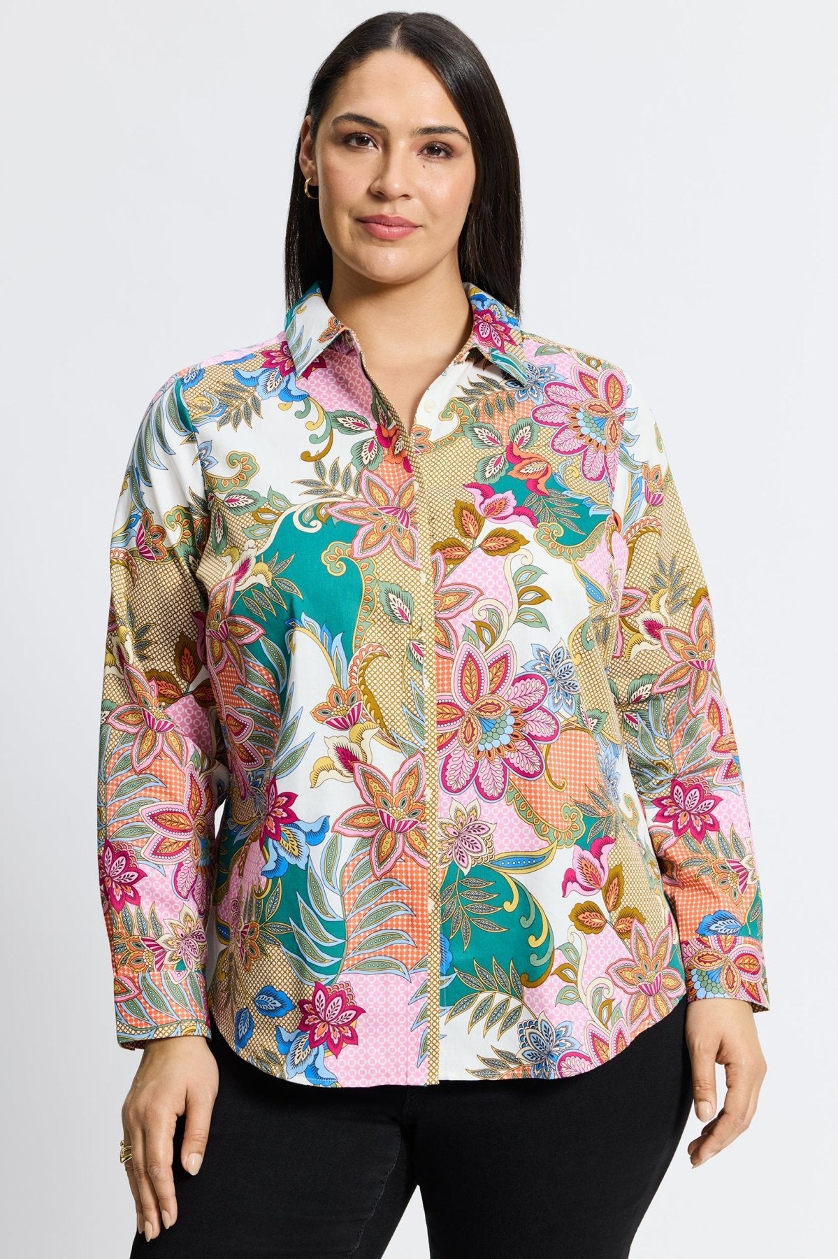 Charlie Plus Jacobean Floral Long Sleeve Shirt