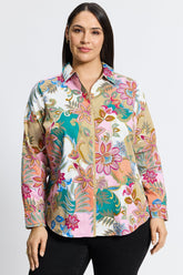 Charlie Plus Jacobean Floral Long Sleeve Shirt
