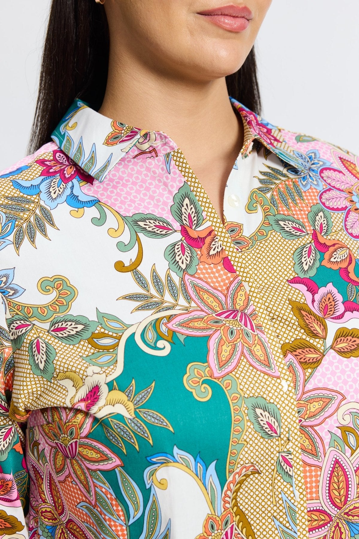 Charlie Plus Jacobean Floral Long Sleeve Shirt
