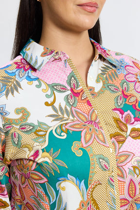 Charlie Plus Jacobean Floral Long Sleeve Shirt