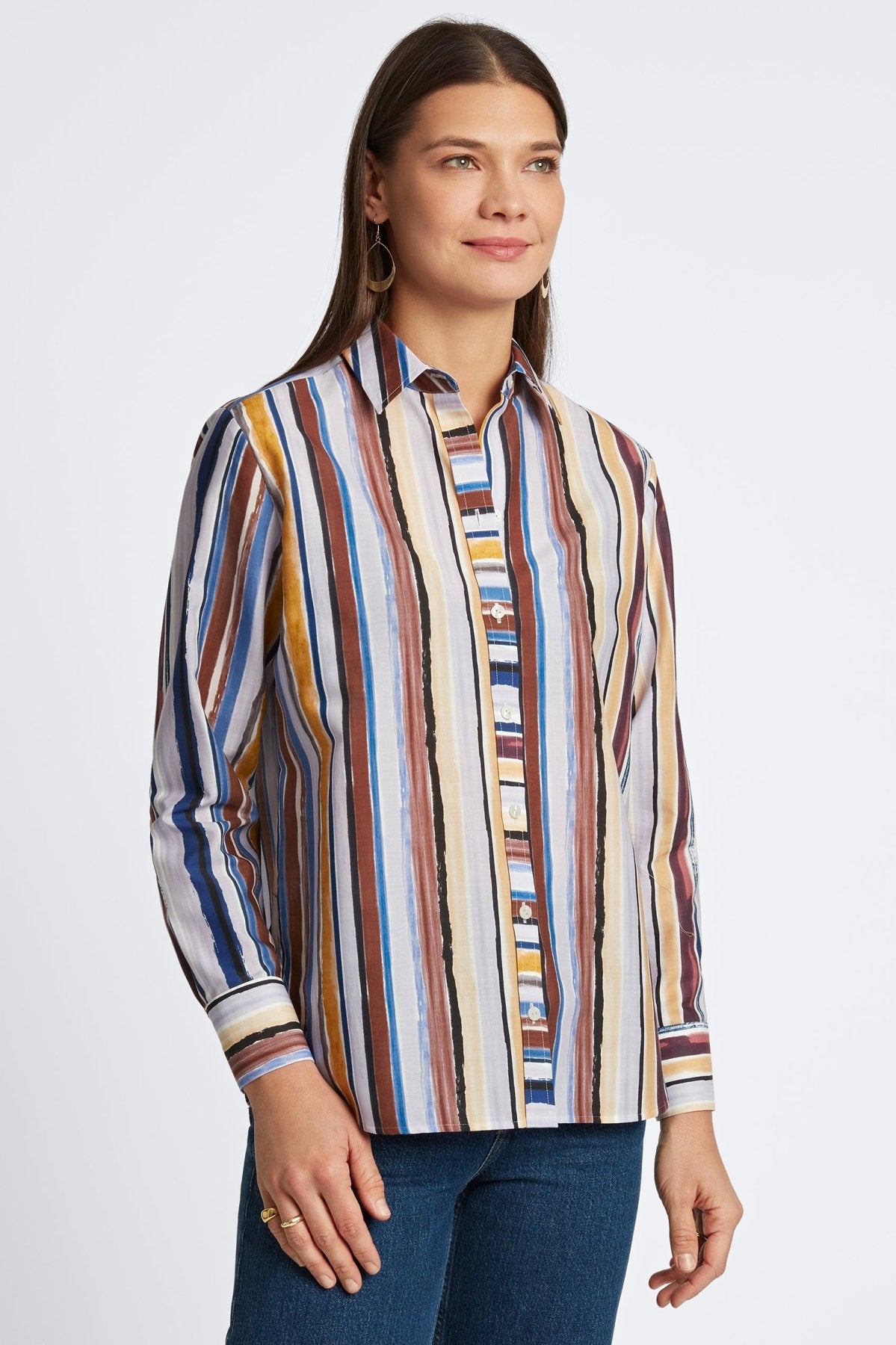 Meghan Watercolor Stripe Long Sleeve  Shirt