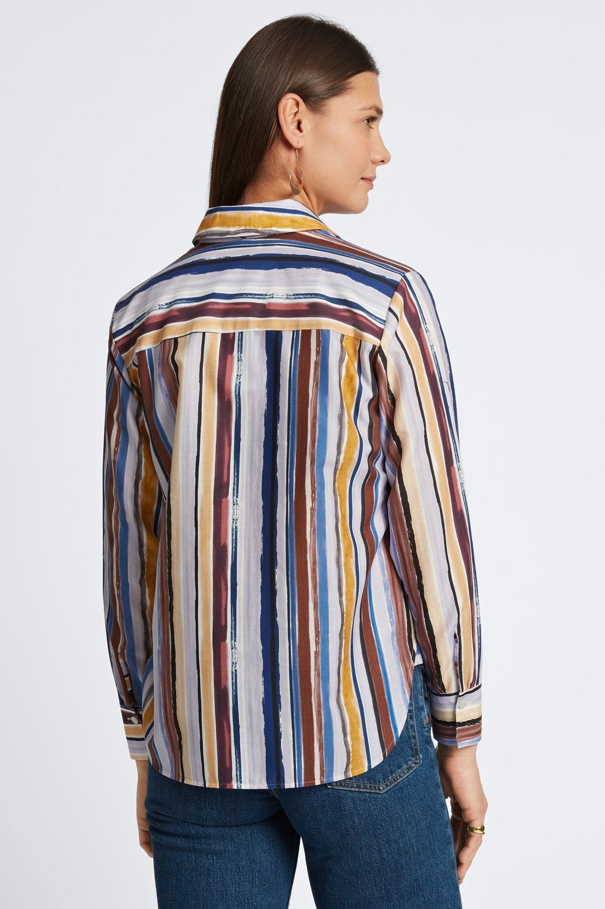 Meghan Watercolor Stripe Long Sleeve  Shirt