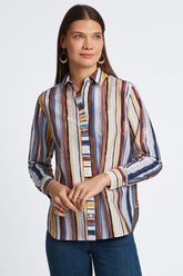 Meghan Watercolor Stripe Long Sleeve  Shirt