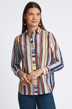 Meghan Watercolor Stripe Long Sleeve  Shirt