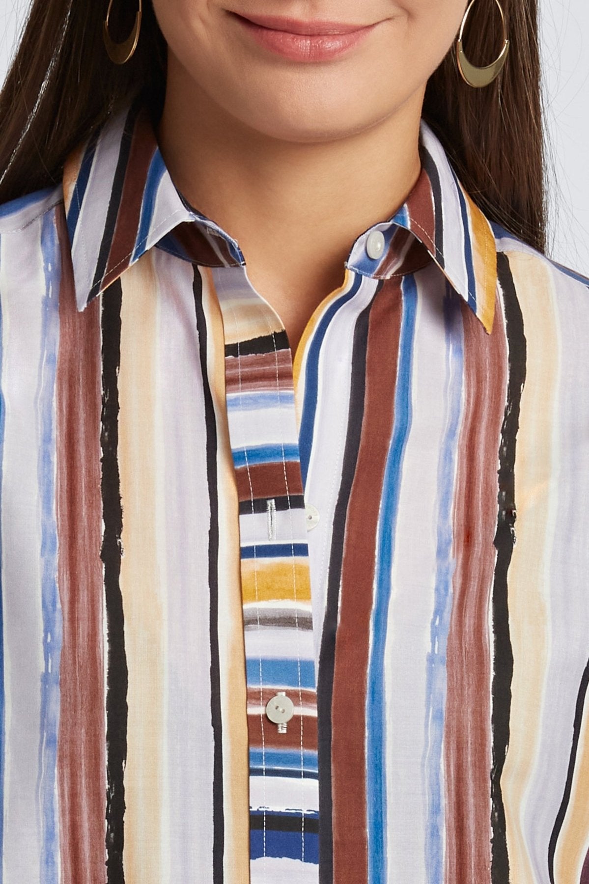 Meghan Watercolor Stripe Long Sleeve  Shirt
