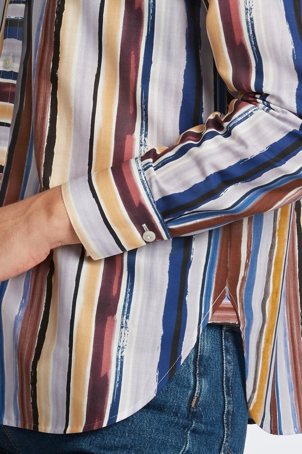 Meghan Watercolor Stripe Long Sleeve  Shirt