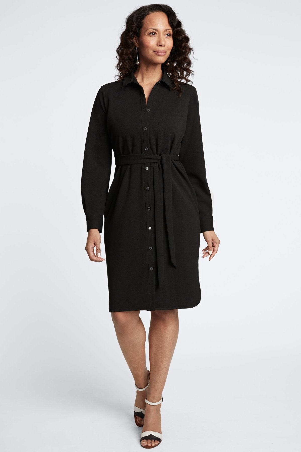 Rocca Knit Crepe Long Sleeve Dress- Foxcroft