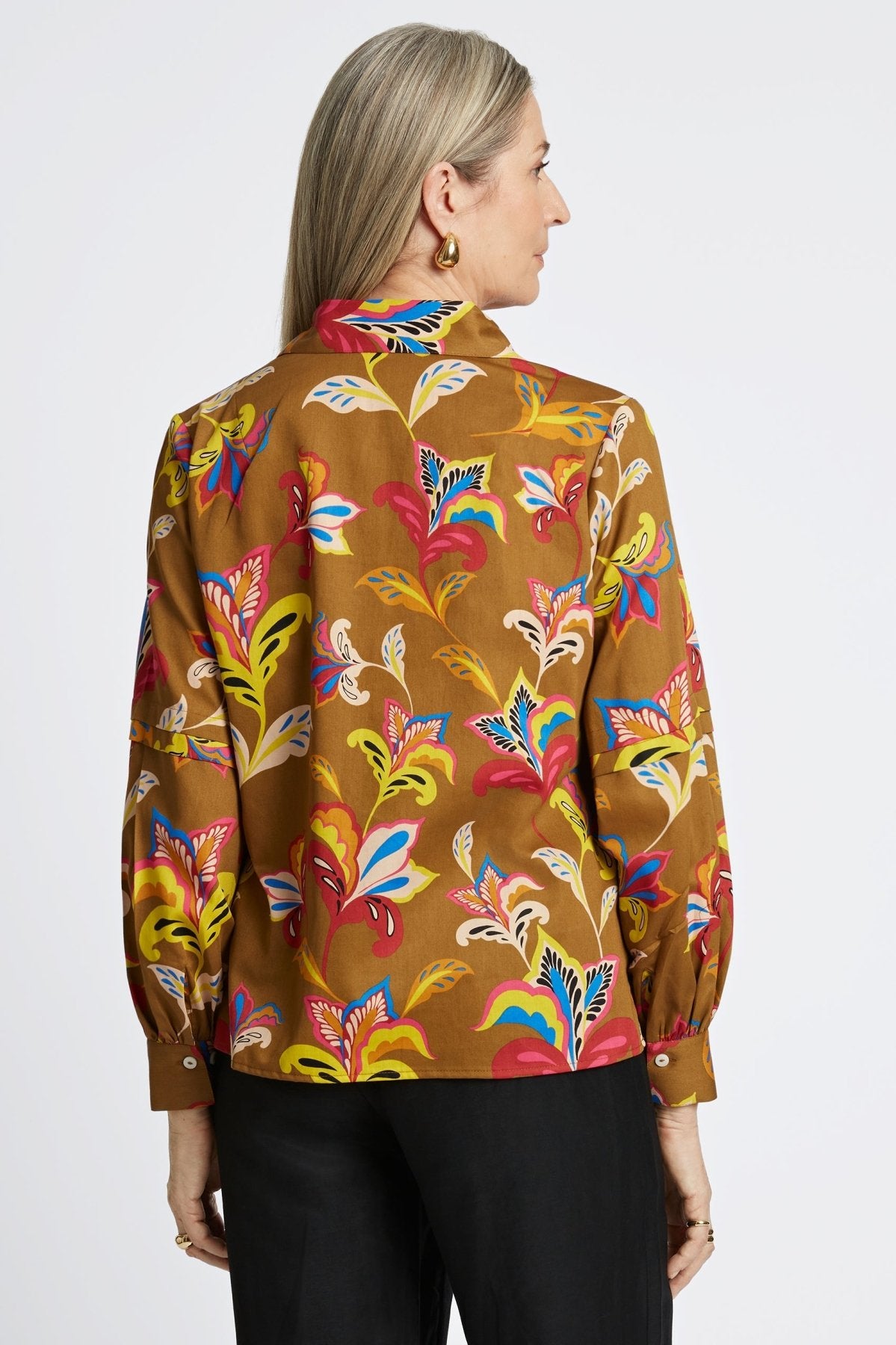 Frankie Stylized Floral Long Sleeve Popover Shirt
