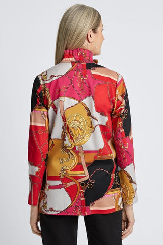 Carolina Buckle Scarf Print Long Sleeve Shirt Jacket