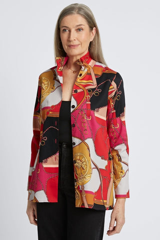 Carolina Buckle Scarf Print Long Sleeve Shirt Jacket