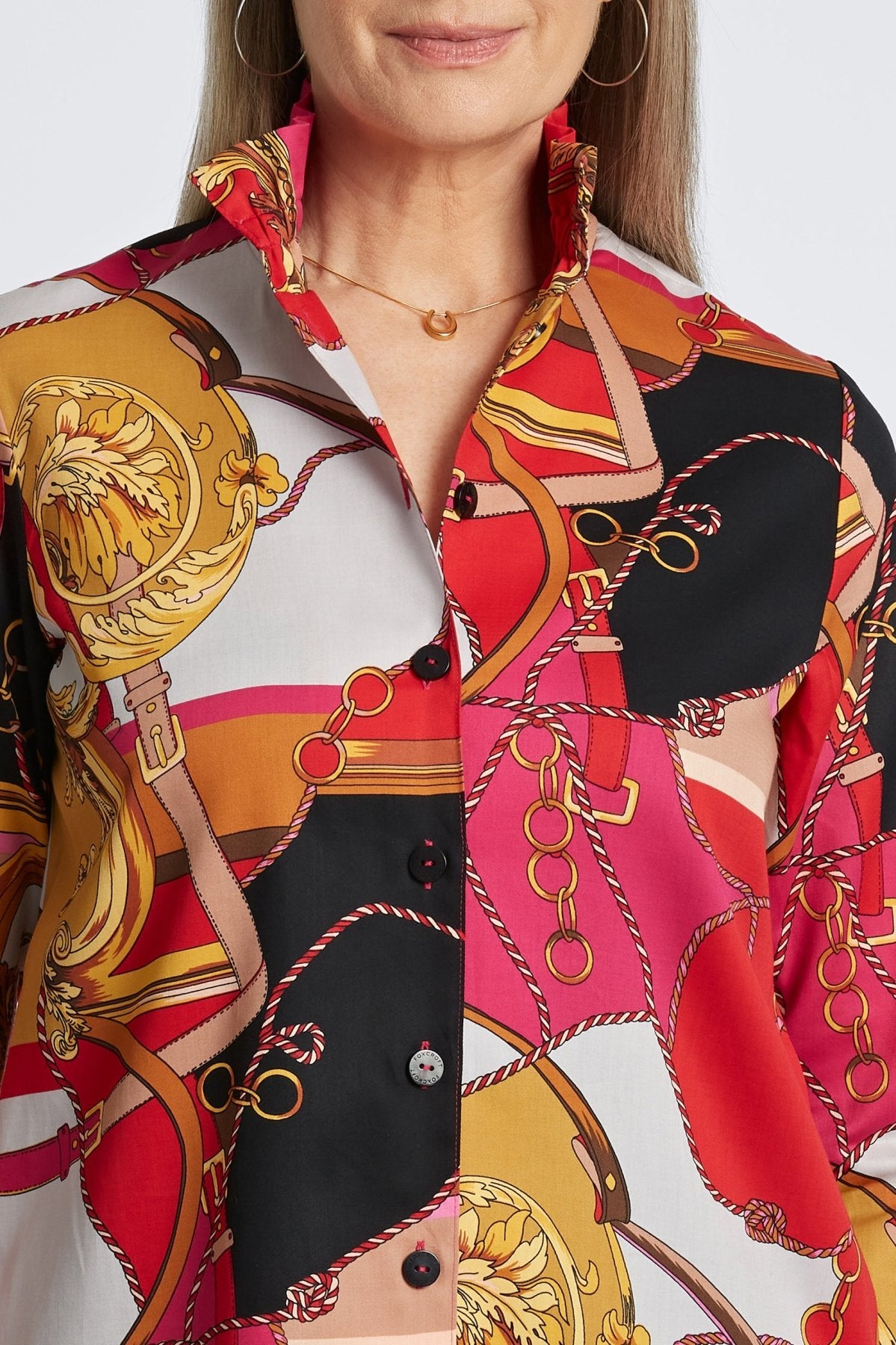 Carolina Buckle Scarf Print Long Sleeve Shirt Jacket