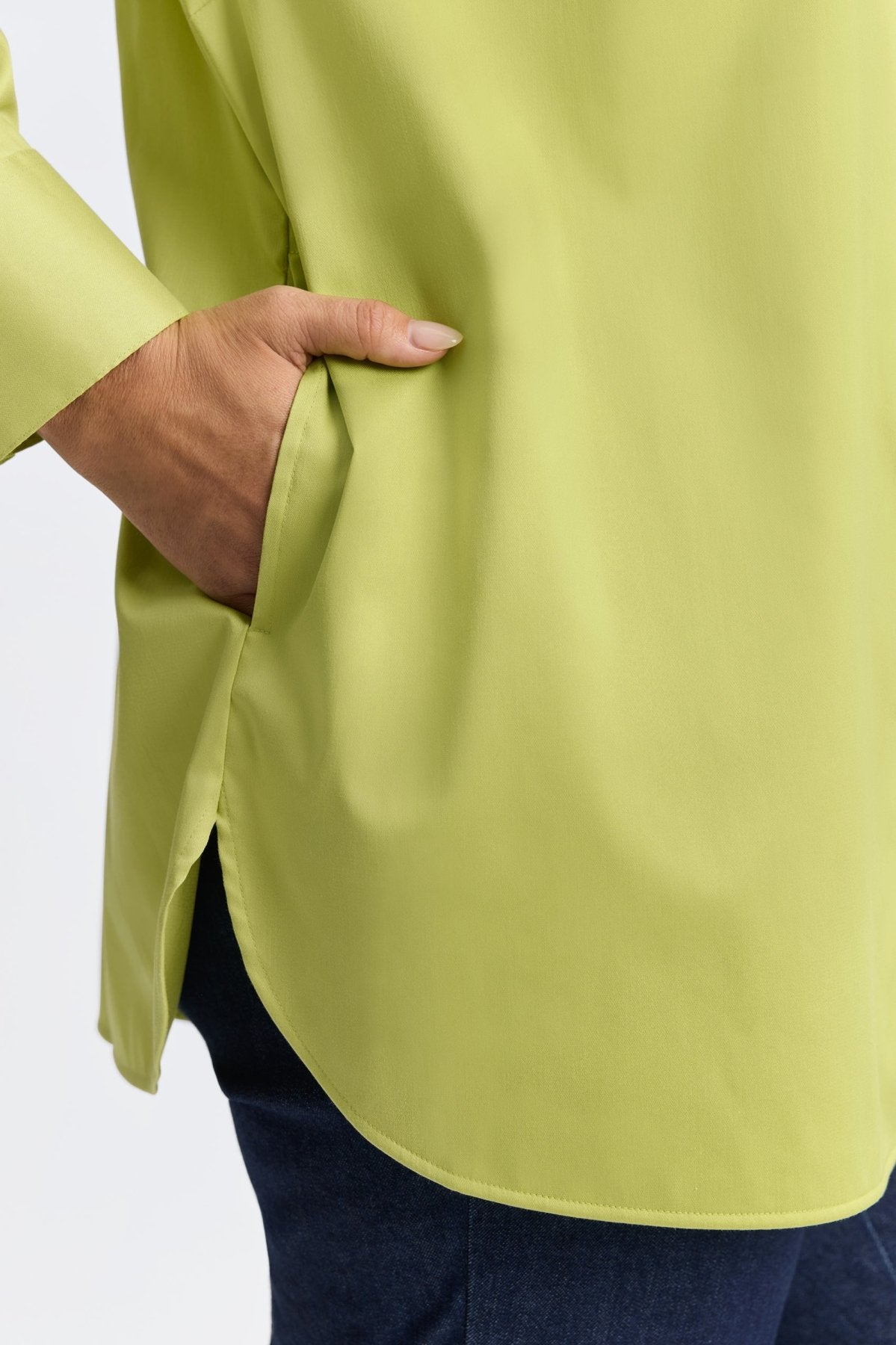 Layla Plus Stretch Matte Sateen No Iron Long Sleeve Tunic
