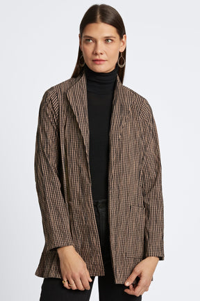 Alana Mini Gingham Crinkle Long Sleeve Jacket