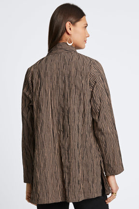 Alana Mini Gingham Crinkle Long Sleeve Jacket