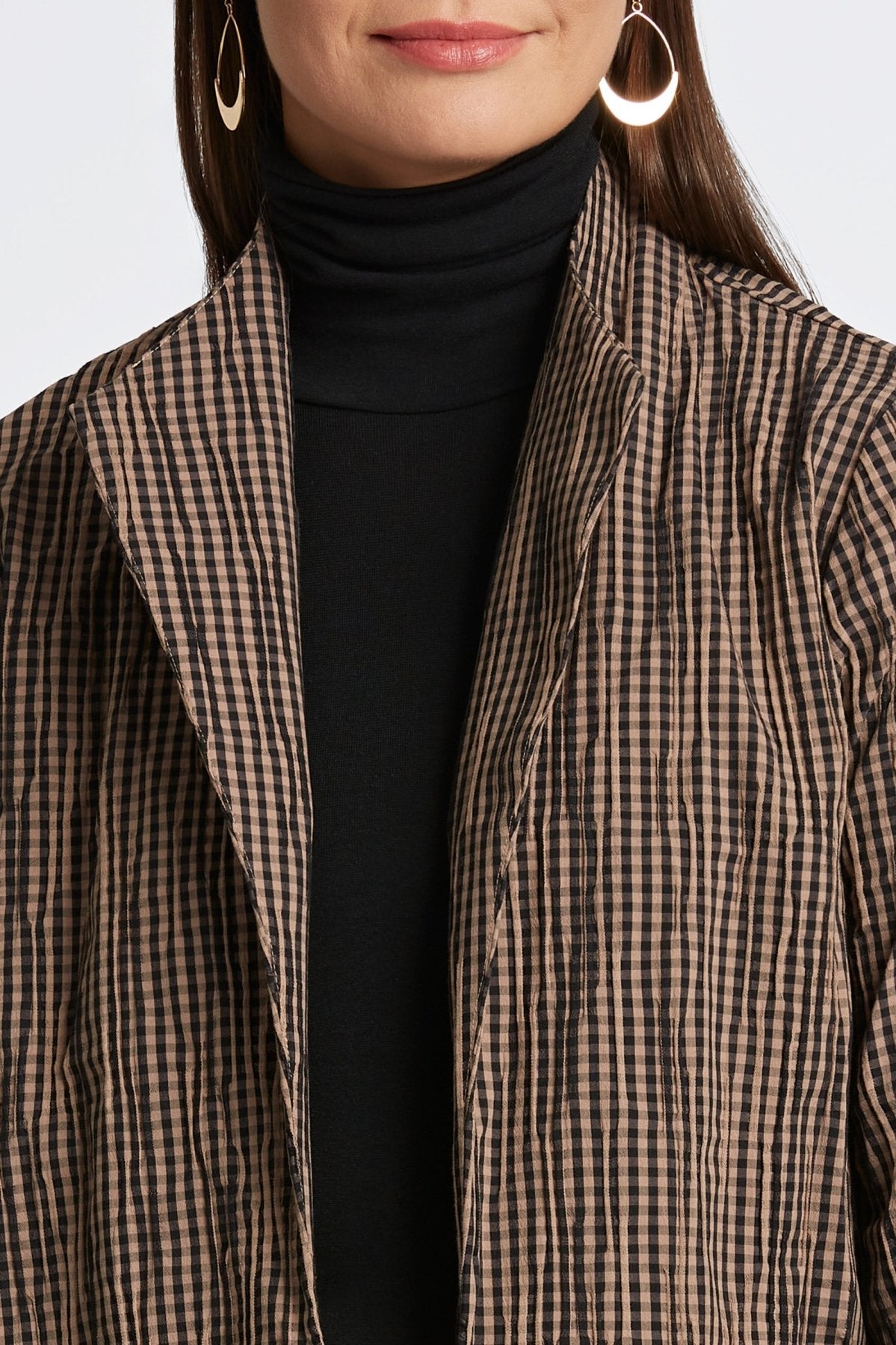 Alana Mini Gingham Crinkle Long Sleeve Jacket