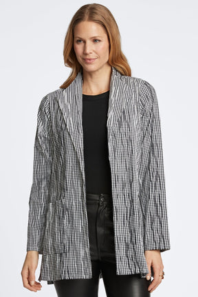 Alana Mini Gingham Crinkle Long Sleeve Jacket