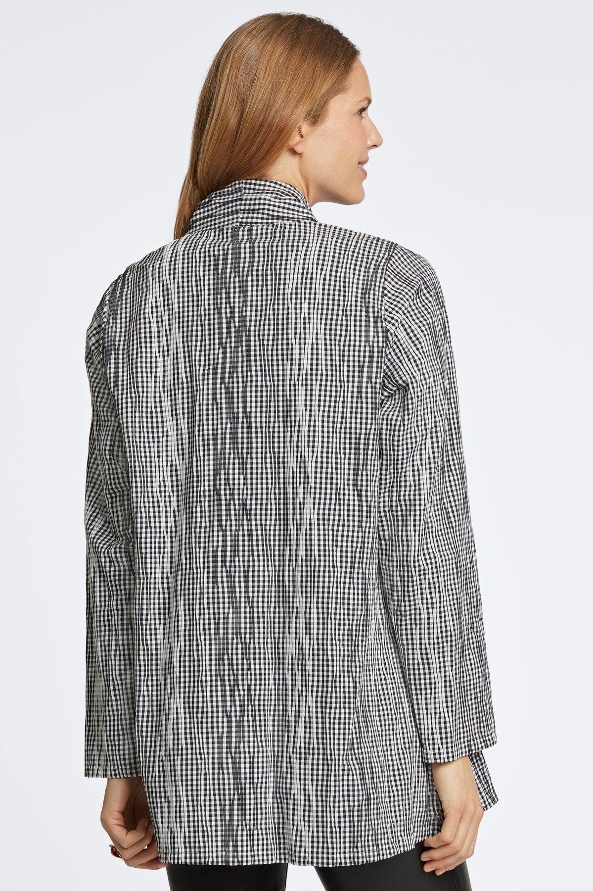 Alana Mini Gingham Crinkle Long Sleeve Jacket
