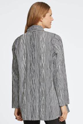Alana Mini Gingham Crinkle Long Sleeve Jacket