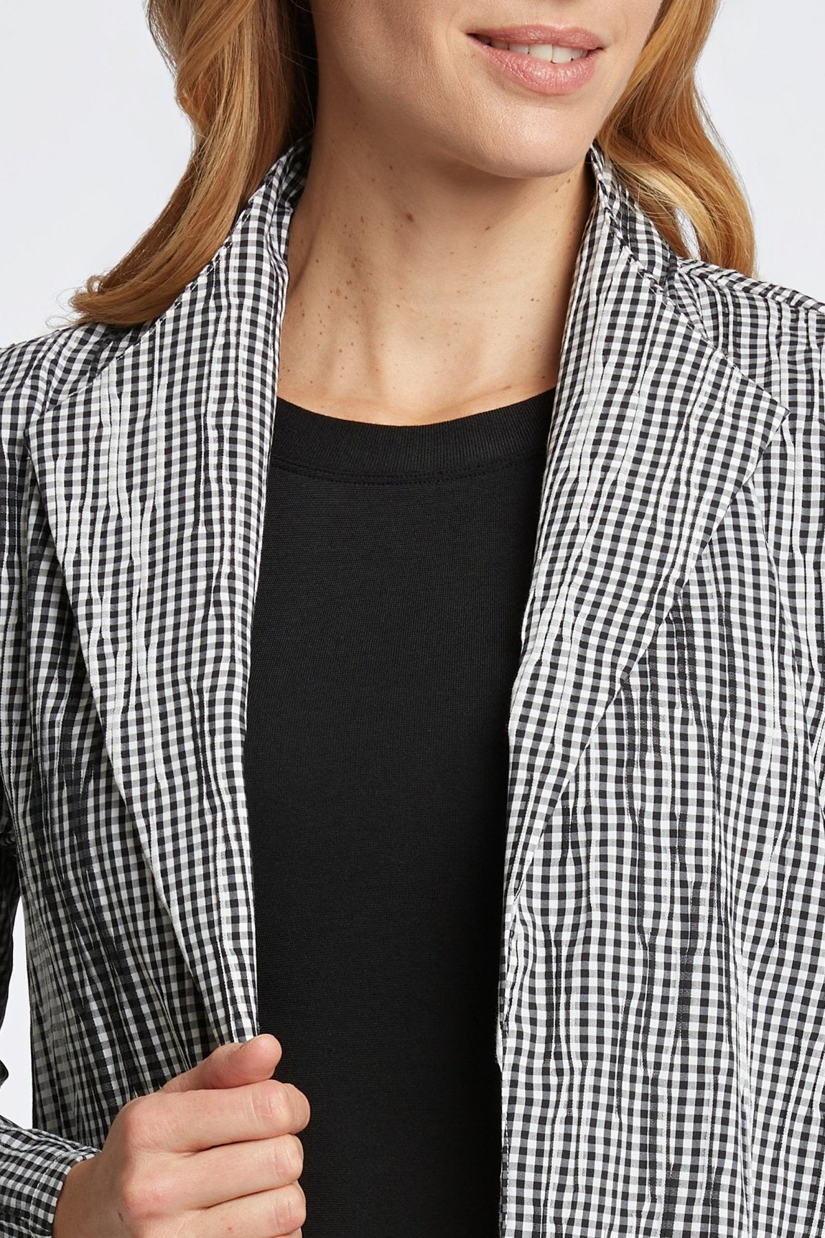 Alana Mini Gingham Crinkle Long Sleeve Jacket