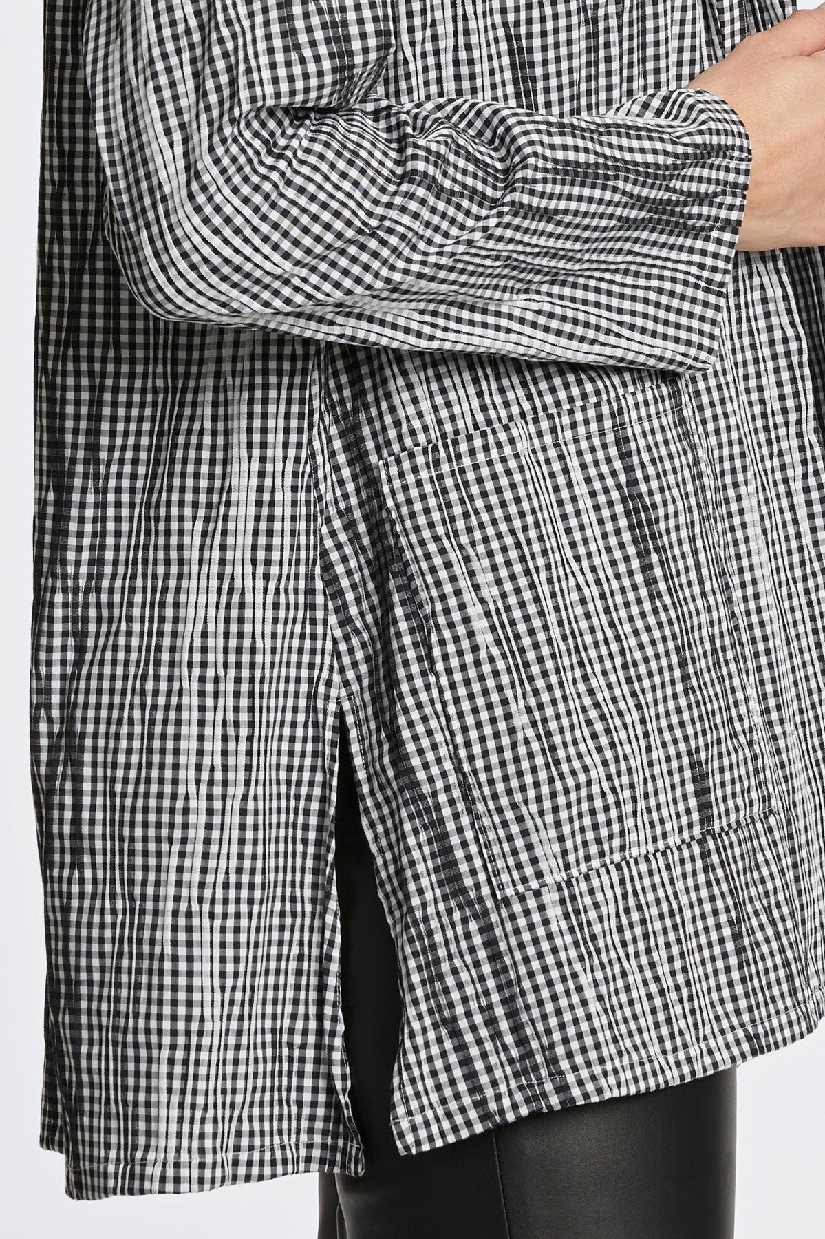 Alana Mini Gingham Crinkle Long Sleeve Jacket