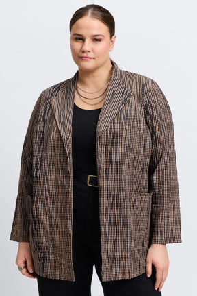 Alana Plus Mini Gingham Crinkle Long Sleeve Jacket