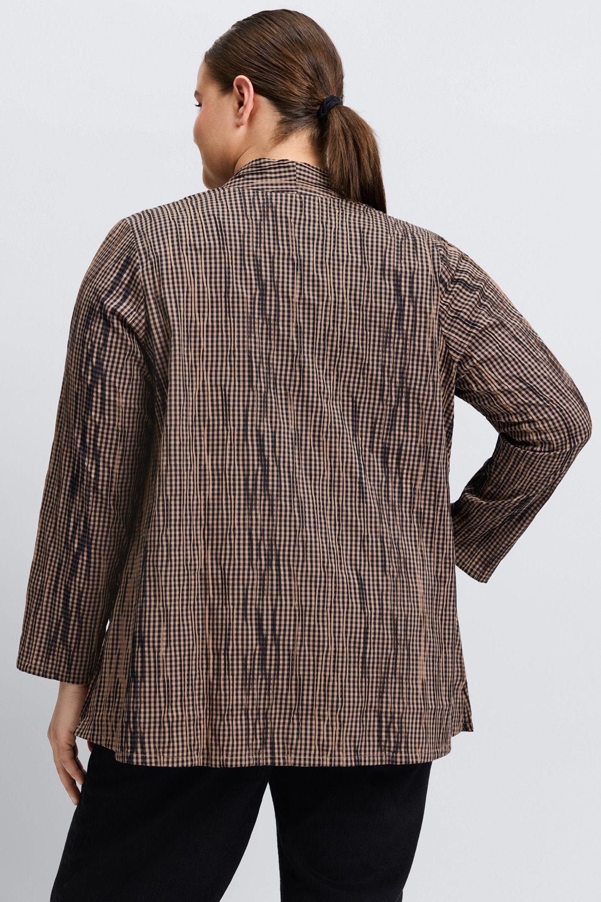 Alana Plus Mini Gingham Crinkle Long Sleeve Jacket