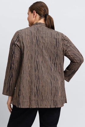 Alana Plus Mini Gingham Crinkle Long Sleeve Jacket