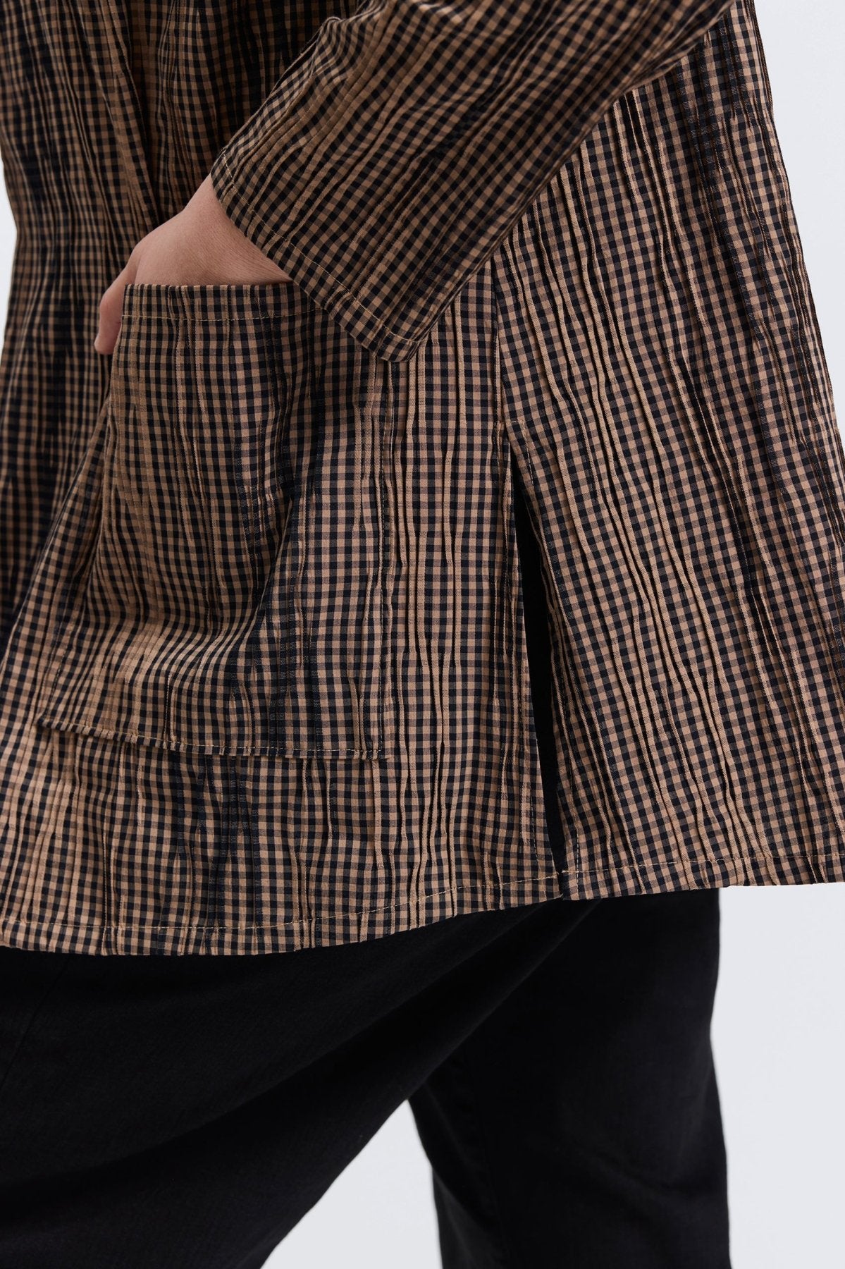 Alana Plus Mini Gingham Crinkle Long Sleeve Jacket