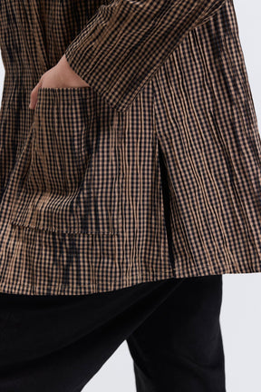 Alana Plus Mini Gingham Crinkle Long Sleeve Jacket