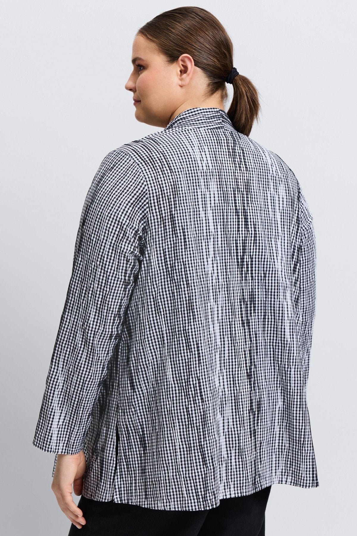Alana Plus Mini Gingham Crinkle Long Sleeve Jacket