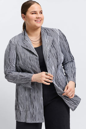 Alana Plus Mini Gingham Crinkle Long Sleeve Jacket