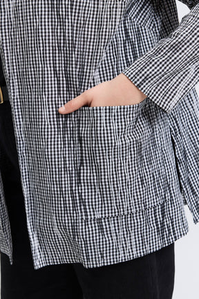 Alana Plus Mini Gingham Crinkle Long Sleeve Jacket