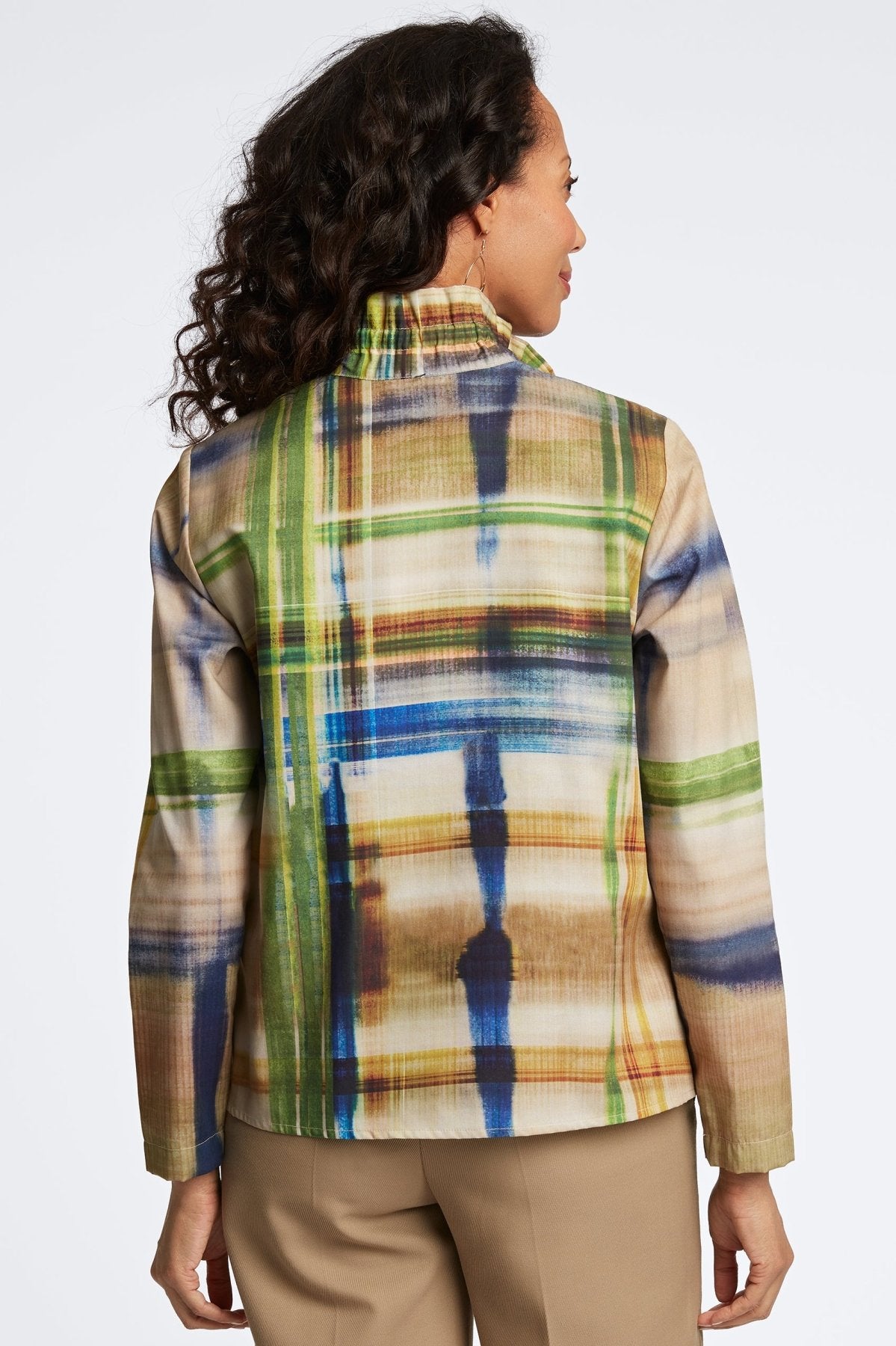 Carolina Painterly Plaid Long Sleeve Shirt Jacket