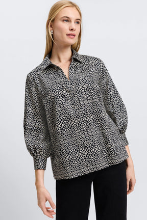 Frankie Abstract Snakeskin 3/4 Sleeve Popover Shirt