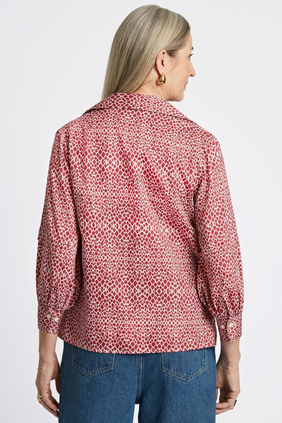 Frankie Abstract Snakeskin 3/4 Sleeve Popover Shirt