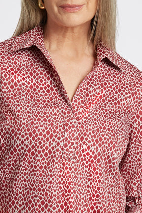 Frankie Abstract Snakeskin 3/4 Sleeve Popover Shirt
