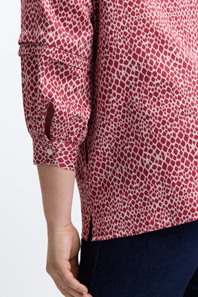 Frankie Plus Abstract Snakeskin 3/4 Sleeve Popover Shirt