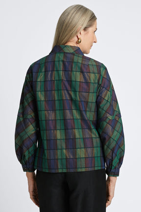 Frankie Metallic Plaid Long Sleeve Popover Shirt