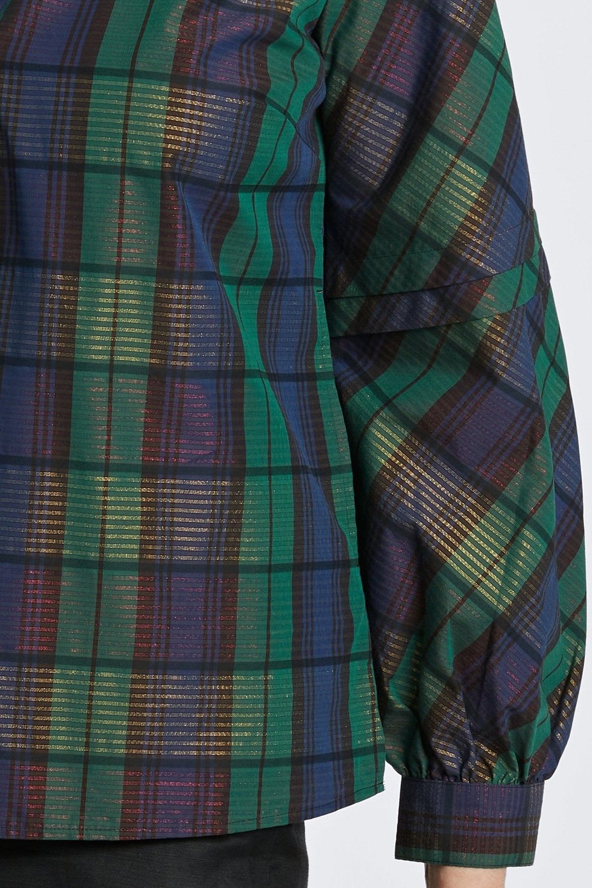 Frankie Metallic Plaid Long Sleeve Popover Shirt