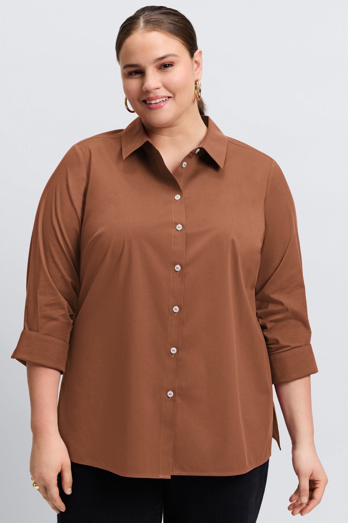 Evelyn Plus No Iron Stretch 3/4 Sleeve Shirt