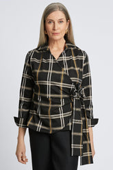 Salina Gold & Silver Lurex Plaid Long Sleeve Shirt