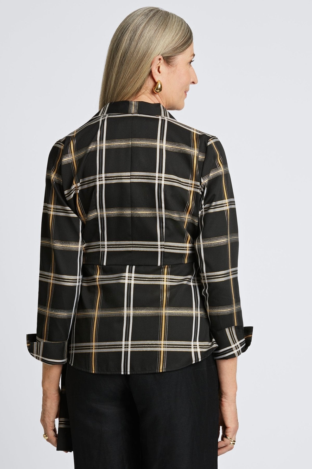 Salina Gold & Silver Lurex Plaid Long Sleeve Shirt
