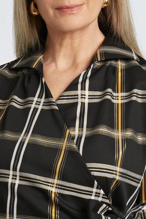 Salina Gold & Silver Lurex Plaid Long Sleeve Shirt