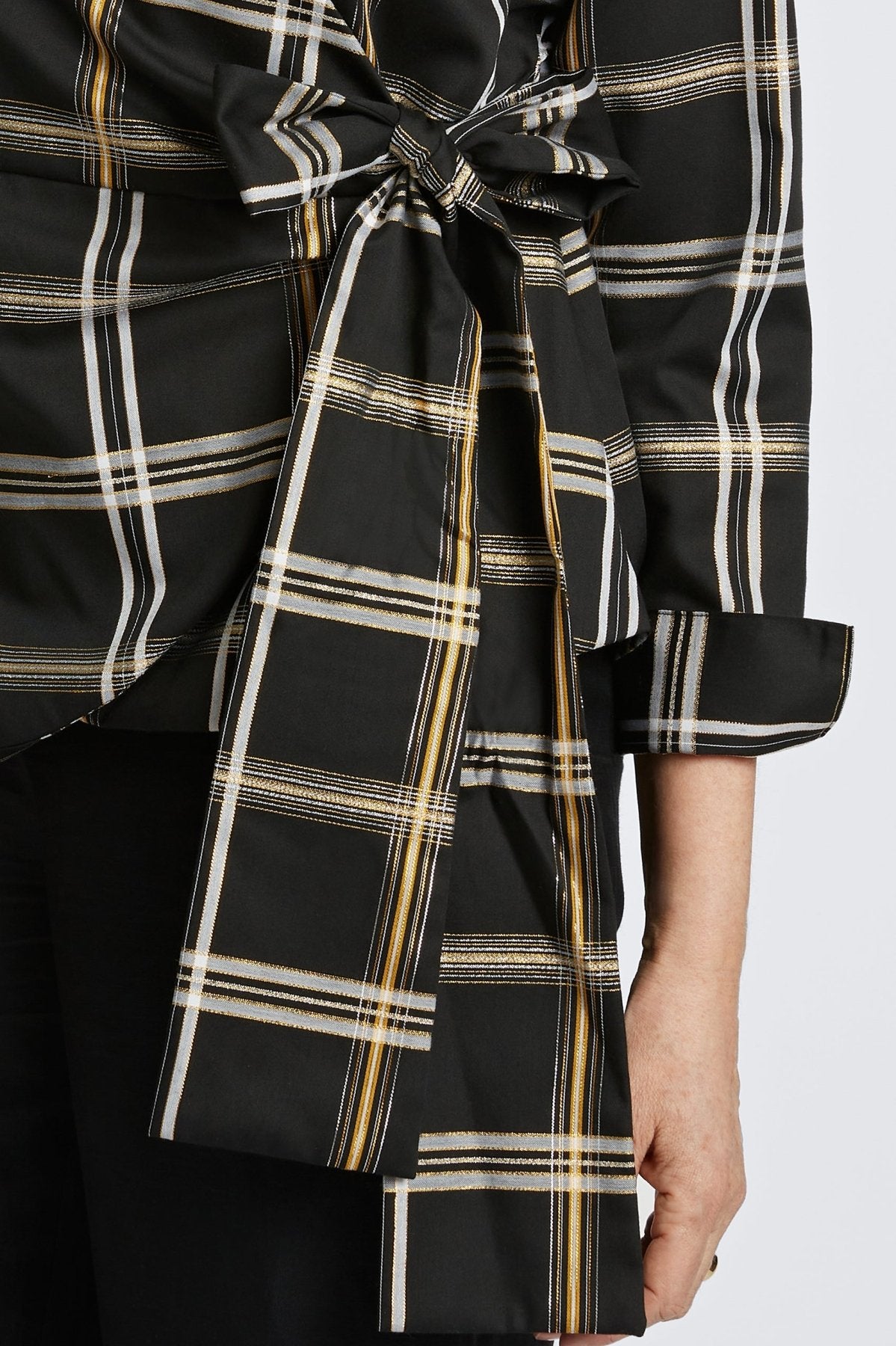 Salina Gold & Silver Lurex Plaid Long Sleeve Shirt